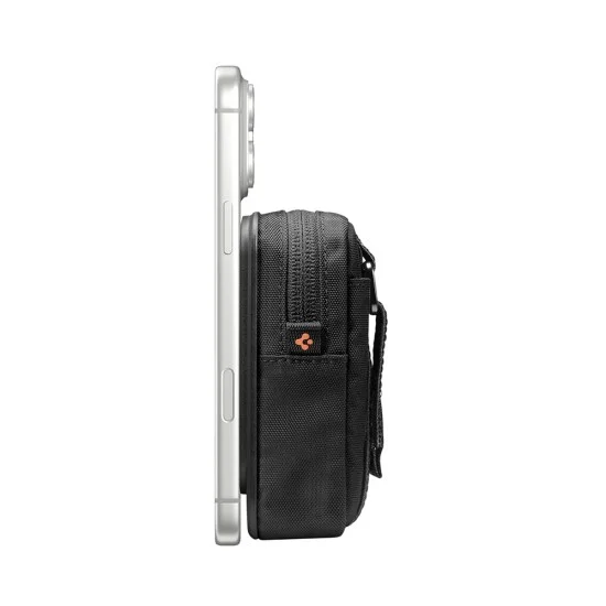 Магнитен портфейл Spigen TinTap ZIP MagFit 2 (AFA11564) - MagSafe портфейл с джоб за колан и джобове за карти - Черен