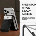 Магнитен портфейл и стойка Spigen Card Holder MagSafe Slim Fold Tripod S314-4 - за iPhone, MagSafe, PU кожа - Черен
