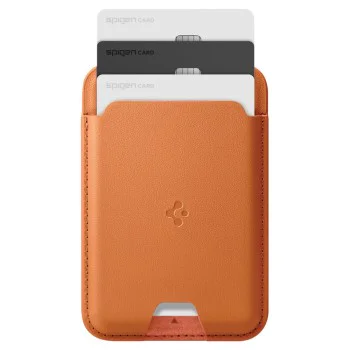 Магнитен портфейл за карти Spigen Valentinus Wallet MagFit - за 3 карти, PU кожа - Оранжев (Metallic Orange)
