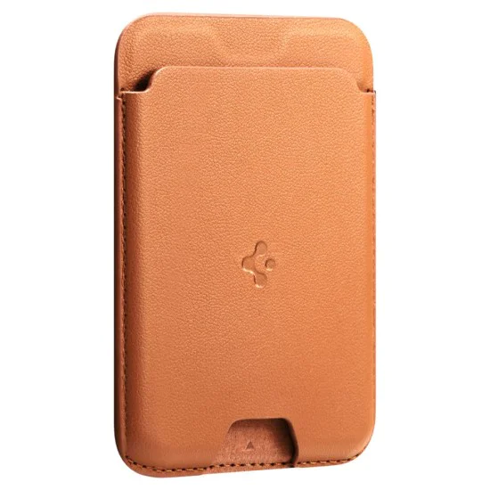 Магнитен портфейл за карти Spigen Valentinus Wallet MagFit - за 3 карти, PU кожа - Оранжев (Metallic Orange)