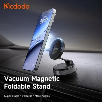Магнитна стойка за кола Mcdodo (CM-8540) - за табло, с вакуумно захващане, сгъваем дизайн - Черна