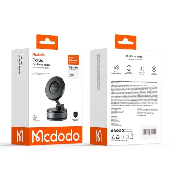 Магнитна стойка за кола Mcdodo (CM-8540) - за табло, с вакуумно захващане, сгъваем дизайн - Черна