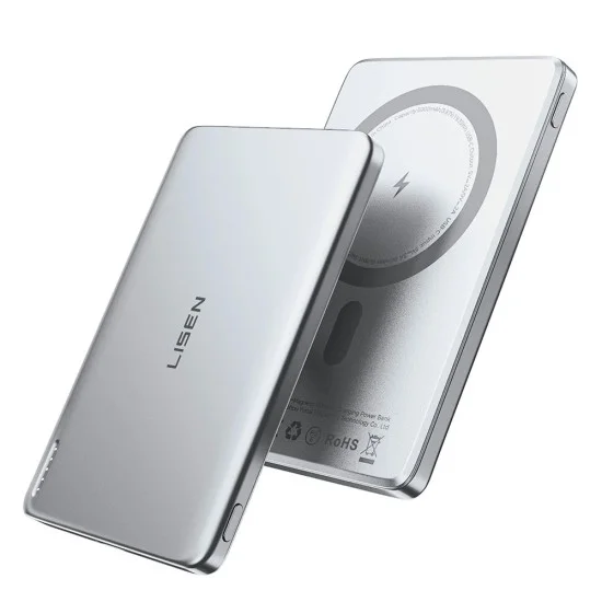 Магнитна външна батерия Lisen L601 Pro (YL0325090011) - Type-C, ултра тънка, литиево-полимерна технология, 15W, 5000mAh - Сив