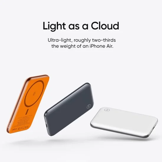 Магнитна външна батерия Mcdodo Meta Air (MC-2931) - MagSafe безжично зареждане, Type-C, ултратънка, 20W, 5000mAh - Черна