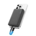 Магнитна външна батерия Power Bank WPB100L (CKWPB100LGLBK) - Вграден кабел, USB-C, Безжично 7.5W, 22.5W Кабелно, 10000mAh - Cuktech - Черен