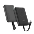 Магнитна външна батерия Power Bank WPB100L (CKWPB100LGLBK) - Вграден кабел, USB-C, Безжично 7.5W, 22.5W Кабелно, 10000mAh - Cuktech - Черен