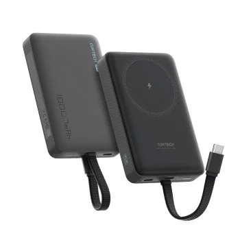 Магнитна външна батерия Power Bank WPB100L (CKWPB100LGLBK) - Вграден кабел, USB-C, Безжично 7.5W, 22.5W Кабелно, 10000mAh - Cuktech - Черен