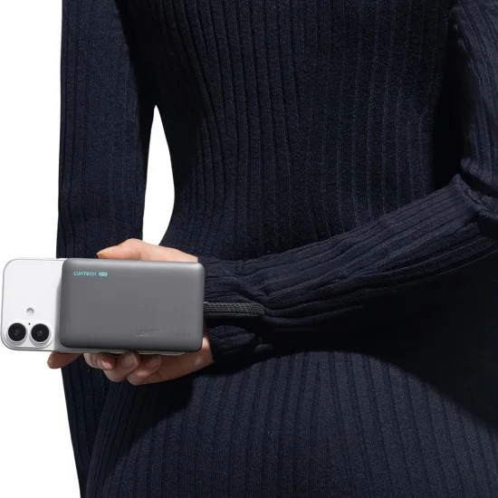 Магнитна външна батерия Power Bank WPB100L (CKWPB100LGLBK) - Вграден кабел, USB-C, Безжично 7.5W, 22.5W Кабелно, 10000mAh - Cuktech - Черен