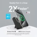 Магнитна външна батерия Power Bank MagGo (A1654G11) - за iPhone, Дигитален дисплей, Безжично зареждане, Стойка, 10000mAh, 15W - Anker - Черен