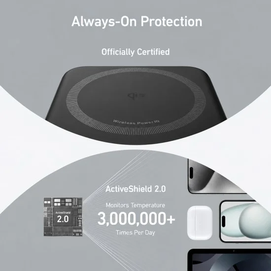 Магнитна външна батерия Power Bank MagGo (A1654G11) - за iPhone, Дигитален дисплей, Безжично зареждане, Стойка, 10000mAh, 15W - Anker - Черен