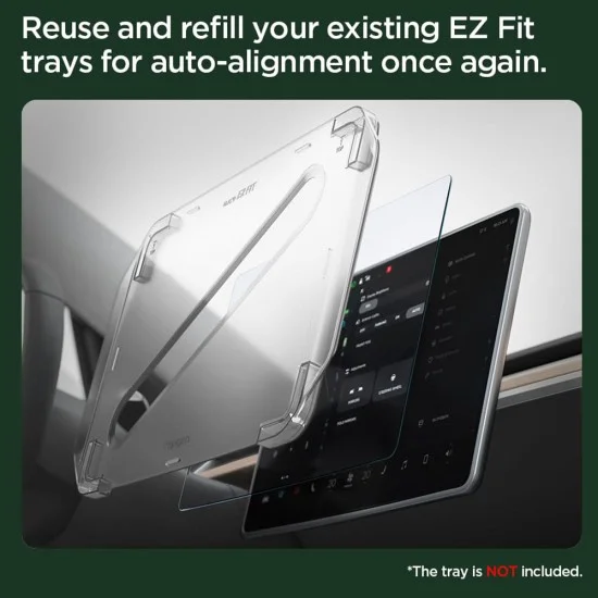 Матов протектор за екран Spigen GLAS.tR EZ Fit Anti-Glare Refill (AGL04338) - за 15'' екран, Tesla Model 3/Y, 9H, 0.2 mm, Eco Pack - Матово прозрачен