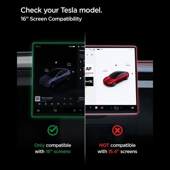 Матов стъклен протектор Spigen - GLAS.tR EZ Fit Anti-Glare (AGL10819) - for 16'' Screen, Tesla 2026 Model Y Premium/Performance, 9H Kit - Черен