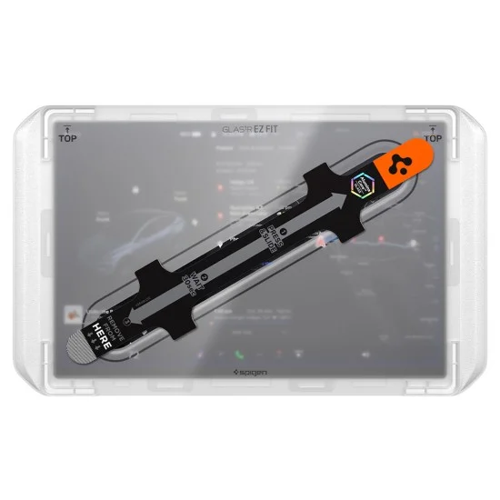 Матов стъклен протектор Spigen - GLAS.tR EZ Fit Anti-Glare (AGL10819) - for 16'' Screen, Tesla 2026 Model Y Premium/Performance, 9H Kit - Черен