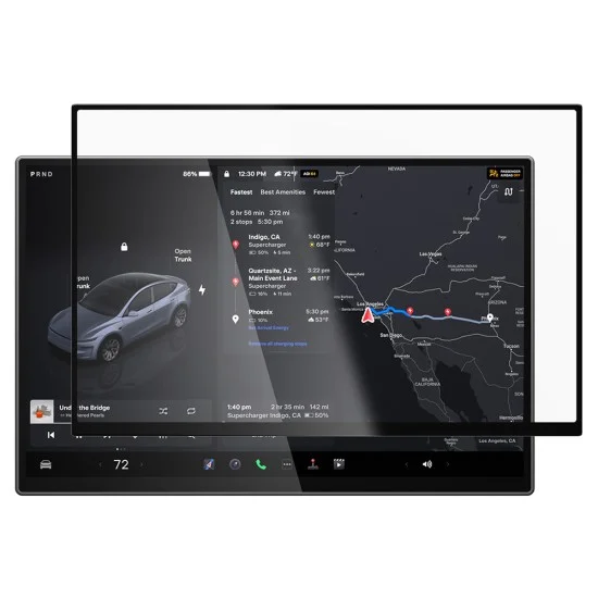 Матов стъклен протектор Spigen - GLAS.tR EZ Fit Anti-Glare (AGL10819) - for 16'' Screen, Tesla 2026 Model Y Premium/Performance, 9H Kit - Черен