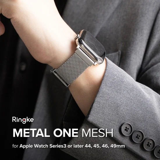 Метална каишка за Apple Watch 1/2/3/4/5/6/7/8/9/10/11/SE/SE 2/SE 3/Ultra 1/2/3/4 (42/44/45/46/49mm) Metal One Mesh - Ringke - Сребрист