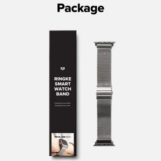 Метална каишка за Apple Watch 1/2/3/4/5/6/7/8/9/10/11/SE/SE 2/SE 3/Ultra 1/2/3/4 (42/44/45/46/49mm) Metal One Mesh - Ringke - Сребрист
