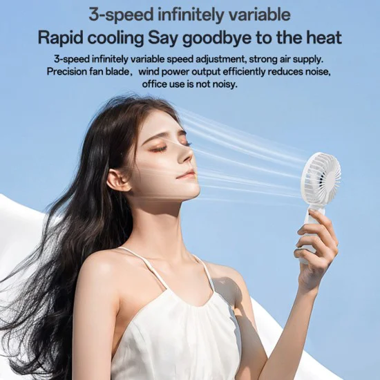 Мини вентилатор Yesido Mini Handheld Fan (YF15) - със стойка за телефон, 1200mAh - Черен