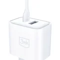 Мрежово зарядно устройство DualCharge, USB QC 3.0, USB-C PD 3.0, 20W - 3mk - Бял