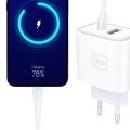 Мрежово зарядно устройство DualCharge, USB QC 3.0, USB-C PD 3.0, 20W - 3mk - Бял