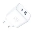 Мрежово зарядно устройство DualCharge, USB QC 3.0, USB-C PD 3.0, 20W - 3mk - Бял