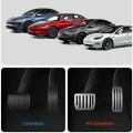 Накладки за педали Spigen Pedal Covers Stuttgart (ACP04510) - за Tesla Model Y/3, пълен комплект, изпъкнали, неръждаема стомана, с гумени бутони - Сребрист