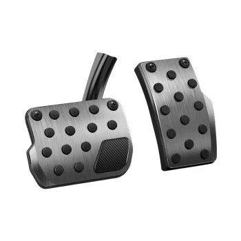 Накладки за педали Spigen Pedal Covers Stuttgart (ACP04510) - за Tesla Model Y/3, пълен комплект, изпъкнали, неръждаема стомана, с гумени бутони - Сребрист