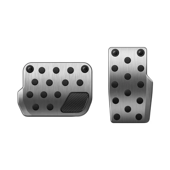 Накладки за педали Spigen Pedal Covers Stuttgart (ACP04510) - за Tesla Model Y/3, пълен комплект, изпъкнали, неръждаема стомана, с гумени бутони - Сребрист