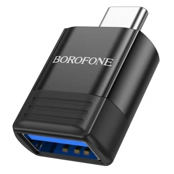 OTG адаптер Borofone (BV18) - Type-C (M) към USB 3.0 (F), функции за зареждане и трансфер на данни, Plug&Play, 4A - Черен