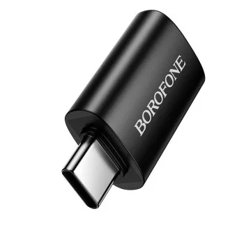 OTG адаптер Borofone (BV26C) - Type-C (M) към USB 3.0 (M), функции за зареждане и трансфер на данни, 5Gbps, 2A - Черен