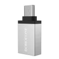 OTG адаптер Borofone (BV3) - Type-C (M) към USB-A (F), функции за зареждане и трансфер на данни, алуминиев, 5Gbps - Сребрист