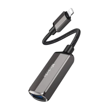 OTG адаптер (CA-2690) - Mcdodo - Lightning към USB + Lightning порт за зареждане, 2.4A - Тъмносиво