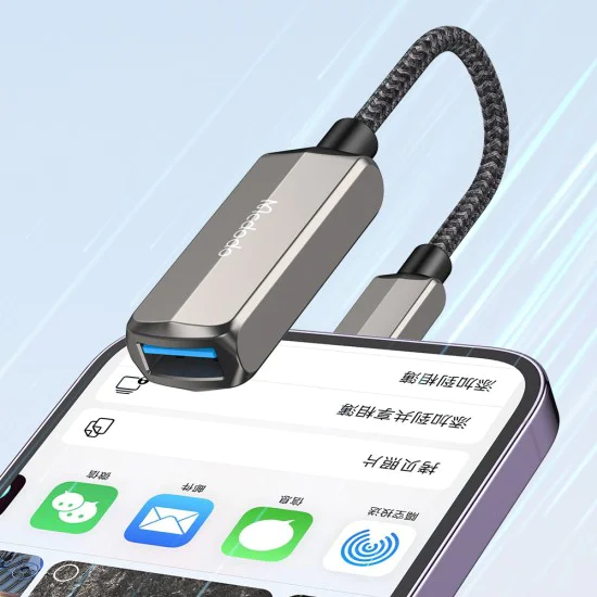 OTG адаптер (CA-2690) - Mcdodo - Lightning към USB + Lightning порт за зареждане, 2.4A - Тъмносиво