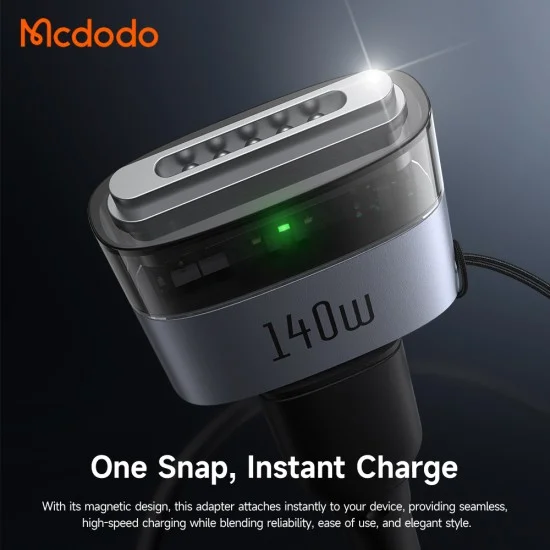 OTG адаптер Mcdodo (OT-8850) - Type-C към MagSafe 3, 140W, алуминиева сплав, LED индикатор, за MacBook Air/Pro - Черен