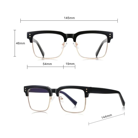 Очила за компютър Techsuit Anti-Blue Light Glasses Reflex PC (2205) - дамски, квадратни - Черен / Златист