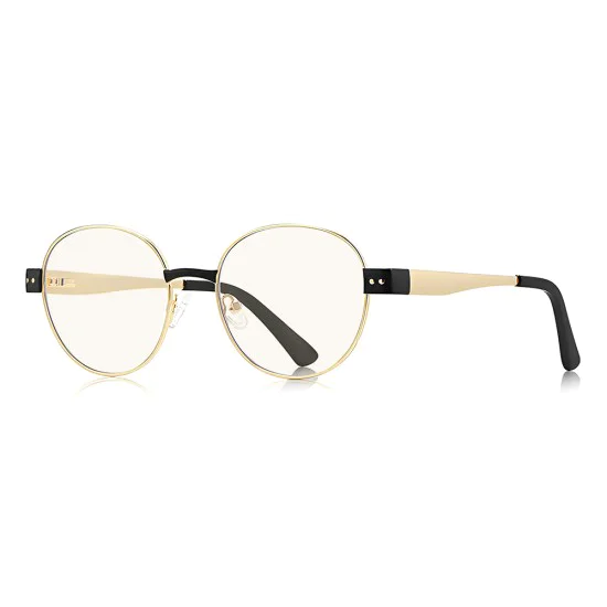 Очила за компютър Techsuit Anti-Blue Light Glasses Reflex PC (3175) - дамски, кръгли - Златист / Черен