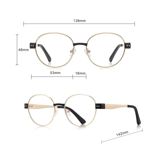 Очила за компютър Techsuit Anti-Blue Light Glasses Reflex PC (3175) - дамски, кръгли - Златист / Черен