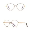 Очила за компютър Techsuit Anti-Blue Light Glasses Reflex PC (3175) - дамски, кръгли - Златист / Принт