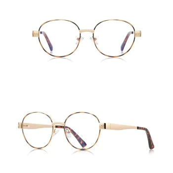 Очила за компютър Techsuit Anti-Blue Light Glasses Reflex PC (3175) - дамски, кръгли - Златист / Принт