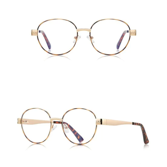 Очила за компютър Techsuit Anti-Blue Light Glasses Reflex PC (3175) - дамски, кръгли - Златист / Принт