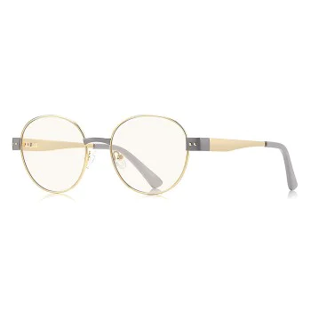 Очила за компютър Techsuit Anti-Blue Light Glasses Reflex PC (3175) - дамски, кръгли - Златист / Светлосив