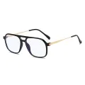 Очила за компютър Techsuit Anti-Blue Light Glasses Reflex PC (83092) - унисекс, големи квадратни - Черен / Златист