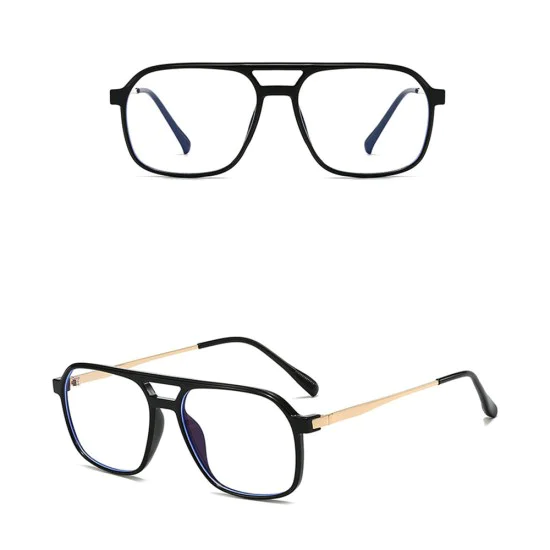 Очила за компютър Techsuit Anti-Blue Light Glasses Reflex PC (83092) - унисекс, големи квадратни - Черен / Златист