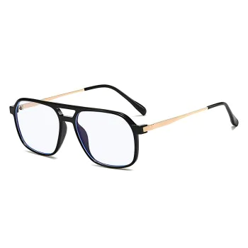 Очила за компютър Techsuit Anti-Blue Light Glasses Reflex PC (83092) - унисекс, големи квадратни - Черен / Златист