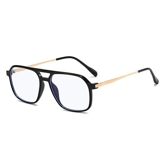 Очила за компютър Techsuit Anti-Blue Light Glasses Reflex PC (83092) - унисекс, големи квадратни - Черен / Златист