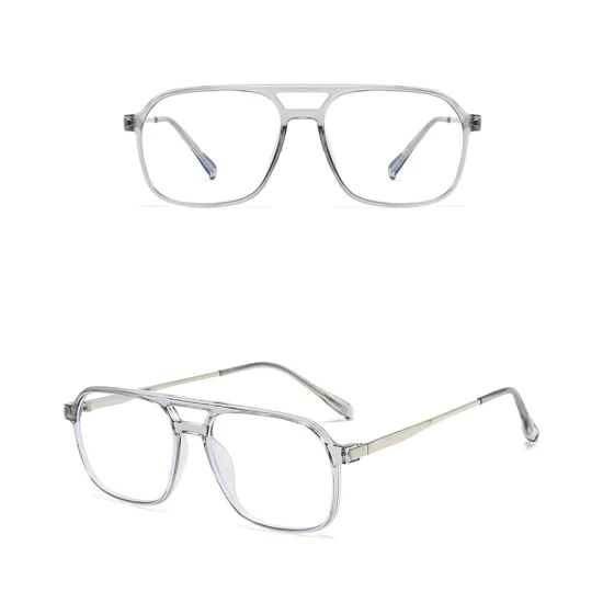 Очила за компютър Techsuit Anti-Blue Light Glasses Reflex PC (83092) - унисекс, големи квадратни - Прозрачен / Сребрист