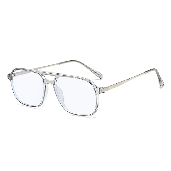 Очила за компютър Techsuit Anti-Blue Light Glasses Reflex PC (83092) - унисекс, големи квадратни - Прозрачен / Сребрист