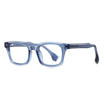 Очила за компютър Techsuit Anti-Blue Light Glasses Reflex PC (LS084) - мъжки, правоъгълни - Син прозрачен