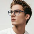 Очила за компютър Techsuit Anti-Blue Light Glasses Reflex PC (LS084) - мъжки, правоъгълни - Син прозрачен