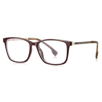 Очила за компютър Techsuit Anti-Blue Light Glasses Reflex PC (LS202) - дамски, плосък връх - Червено дърво