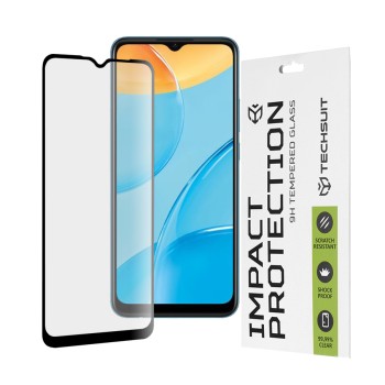 Oppo A15 / A15s / A16 / A16s / A54s - 111D пълно покритие / пълно залепено стъкло - черно
